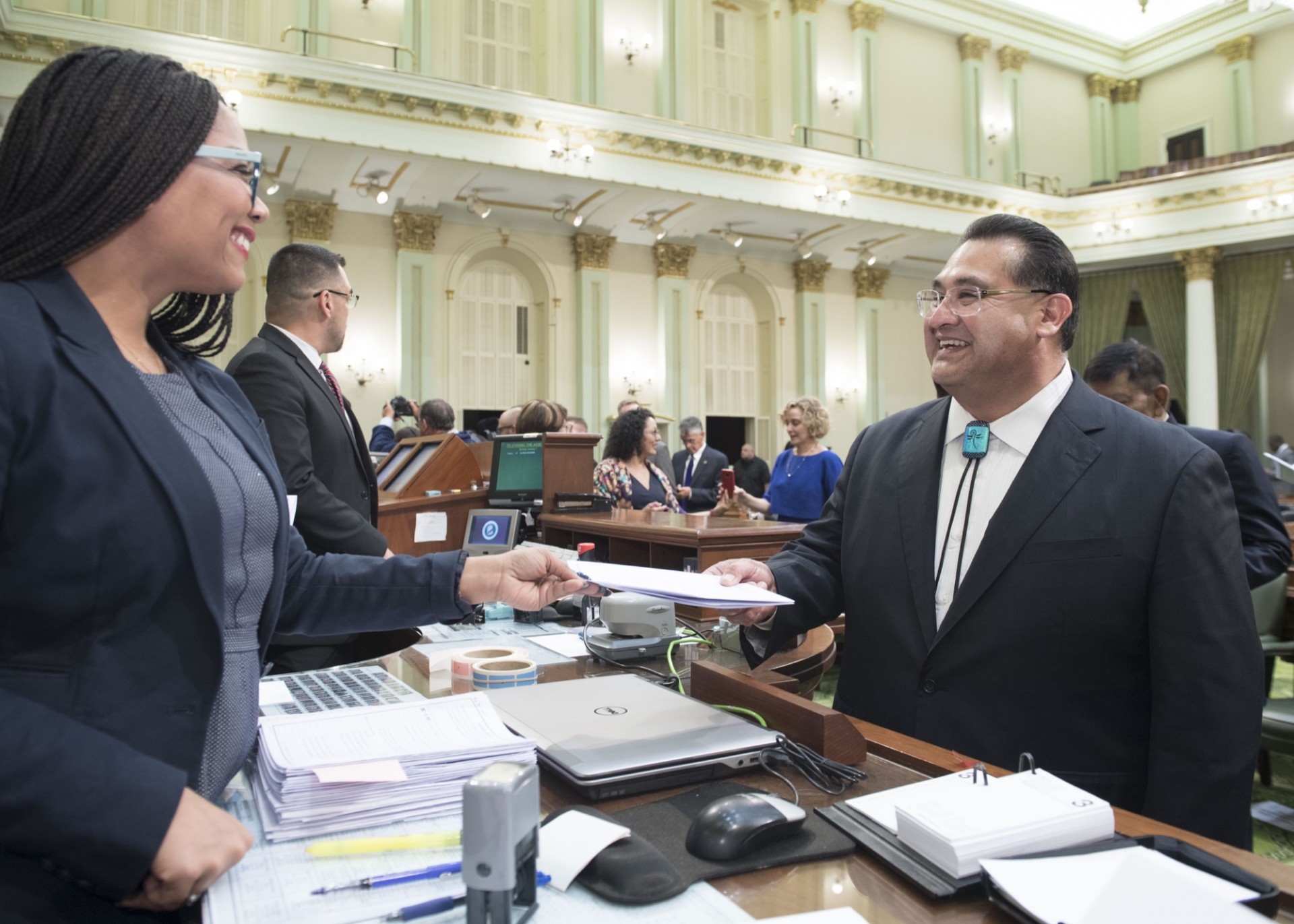 Assemblymember James C. Ramos submits AB 34 after being sworn-in.