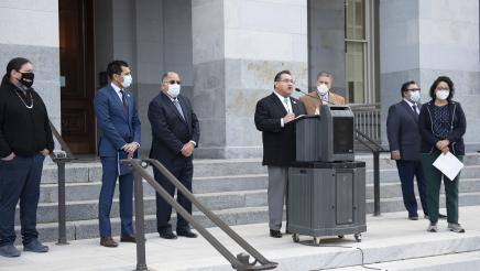 Asm. Ramos speaks on the Capitol Steps