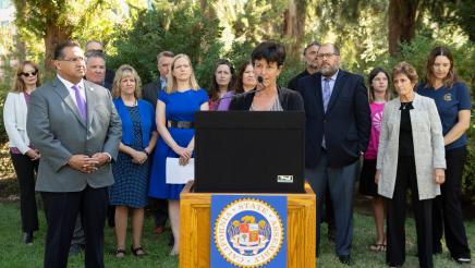 Phebe Bell County Behavioral Health Directors Association speaking at the AB 2137 Childrens Mental Health Press Conference