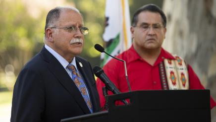 Assemblymember Medina speaking at the Third Annual California Indian Cultural Awareness Event