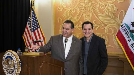 Assembymember Ramos is presented the Rules Committee gavel by Speaker