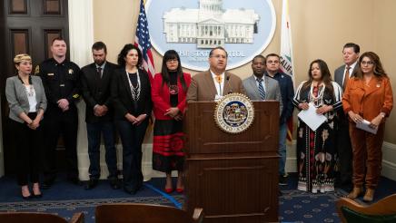 Assemblymember Ramos speaks at podium