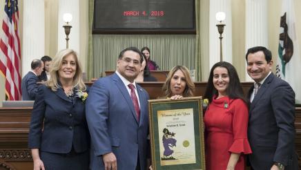Assemblymember Ramos with Speaker Rendon and 2019 Woman of the Year Kristine Scott