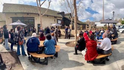 Constituents sitting at tables at the Rancho Cucamonga Community Coffee